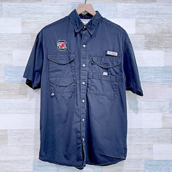 South Carolina Gamecocks Columbia PFG Bonehead Fishing Shirt Black Mens Small - Picture 1 of 8
